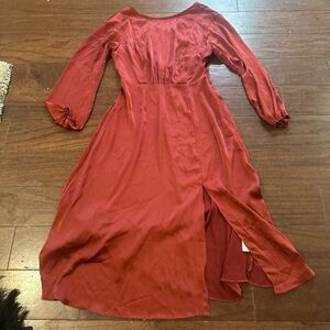 Grace Karin Vibrant Burnt Orange Dress with slit